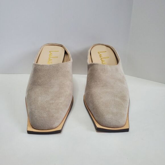 LULUS Mule Heels Zelah Camel Suede Square Toe Shoes Size 5.5 2.5" heel - Picture 4 of 11